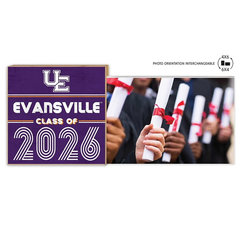 Evansville Purple Aces 5" x 10.5" 2026 Grad Floating Photo Frame