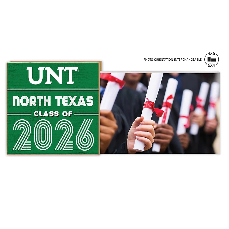 North Texas Mean Green 5" x 10.5" 2026 Grad Floating Photo Frame