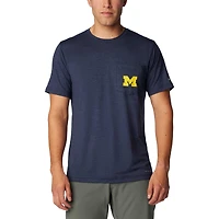 Men's Columbia Navy Michigan Wolverines Tech Trail Omni-Wick T-Shirt