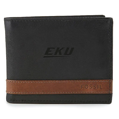 Fossil Black Eastern Kentucky Colonels Quinn Flip ID Bifold Wallet