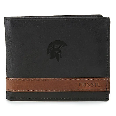 Fossil Black Case Western Reserve Spartans Quinn Flip ID Bifold Wallet