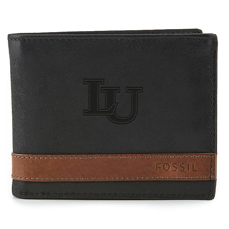 Fossil Black Lindenwood Lions Quinn Flip ID Bifold Wallet