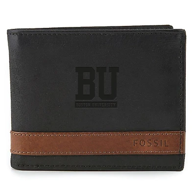 Fossil Black Boston University Quinn Flip ID Bifold Wallet