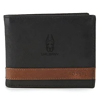 Fossil Black UAlbany Great Danes Quinn Flip ID Bifold Wallet