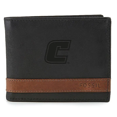 Fossil Black Tennessee Chattanooga Mocs Quinn Flip ID Bifold Wallet