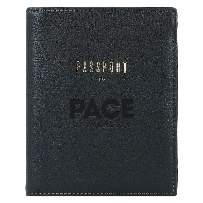 Fossil Black Pace University Setters Travel RFID Passport Case