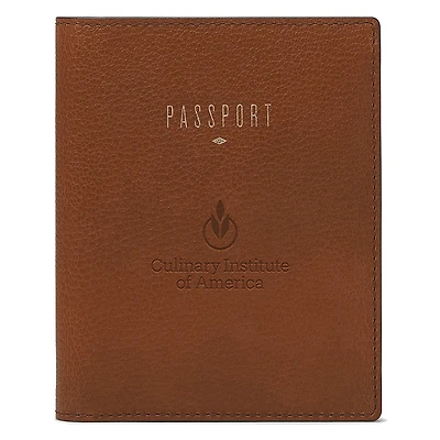 Fossil Brown Culinary Institute of America Steels Travel RFID Passport Case