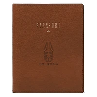 Fossil Brown UAlbany Great Danes Travel RFID Passport Case