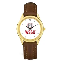 Men's  Gold Winston-Salem State Rams Brown Leather Watch