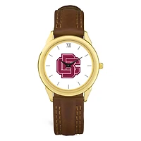 Men's  Gold Bethune-Cookman Wildcats Brown Leather Watch