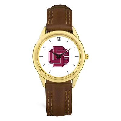 Men's  Gold Bethune-Cookman Wildcats Brown Leather Watch