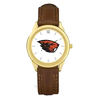 Men's  Gold Oregon State Beavers Brown Leather Watch