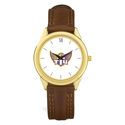 Men's  Gold Tennessee Tech Golden Eagles Brown Leather Watch