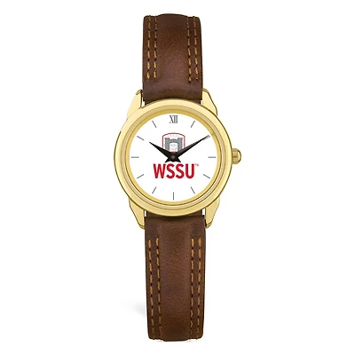 Women's  Gold Winston-Salem State Rams Brown Leather Watch