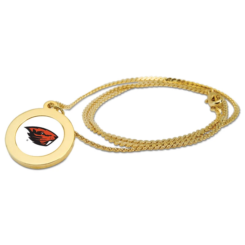 Gold Oregon State Beavers Pendant Necklace