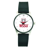Men's  Silver Winston-Salem State Rams Black Silicone Strap Wristwatch