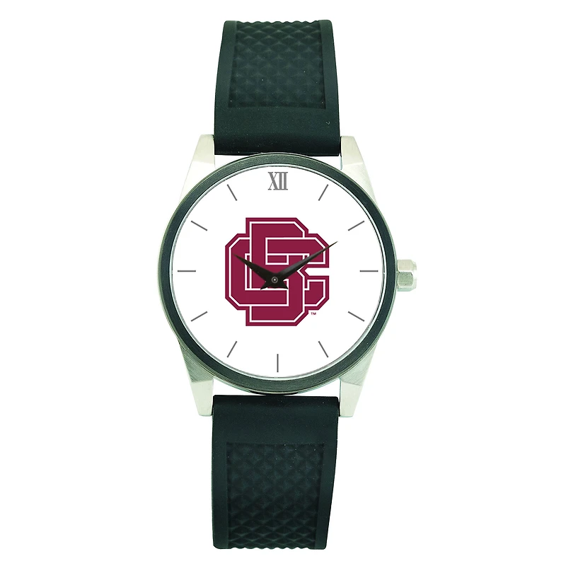 Men's  Silver Bethune-Cookman Wildcats Black Silicone Strap Wristwatch