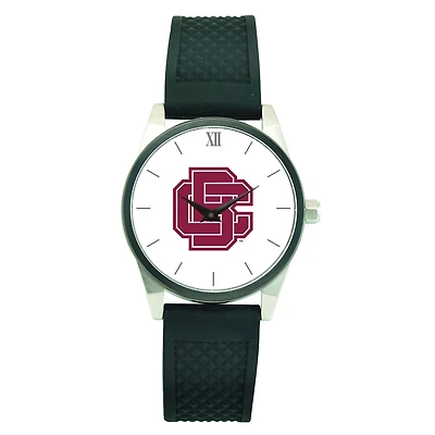Men's  Silver Bethune-Cookman Wildcats Black Silicone Strap Wristwatch