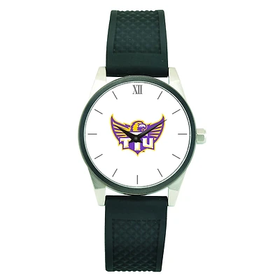 Men's  Silver Tennessee Tech Golden Eagles Black Silicone Strap Wristwatch