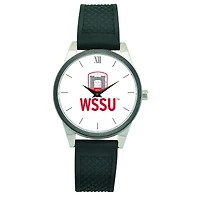 Women's  Silver Winston-Salem State Rams Black Silicone Strap Wristwatch
