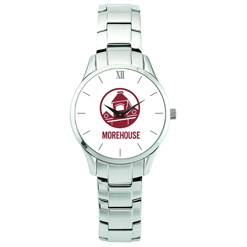 Men's  Silver Morehouse Maroon Tigers Stainless Steel Wristwatch