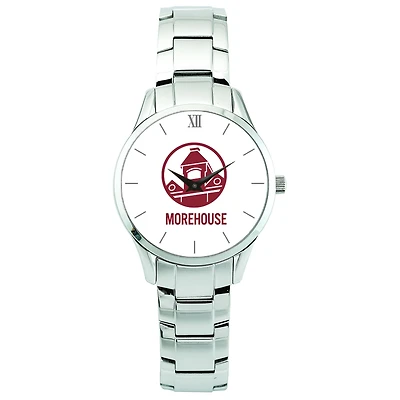 Men's  Silver Morehouse Maroon Tigers Stainless Steel Wristwatch