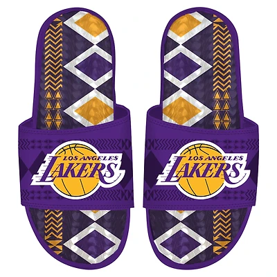 Men's ISlide Purple Los Angeles Lakers Shooting Touch Rwanda Pattern Gel Slide Sandals
