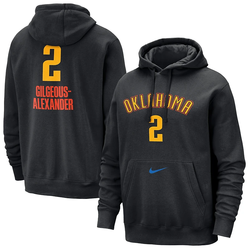 Men's Nike Shai Gilgeous-Alexander Black Oklahoma City Thunder 2024/25 City Edition Name & Number Pullover Hoodie