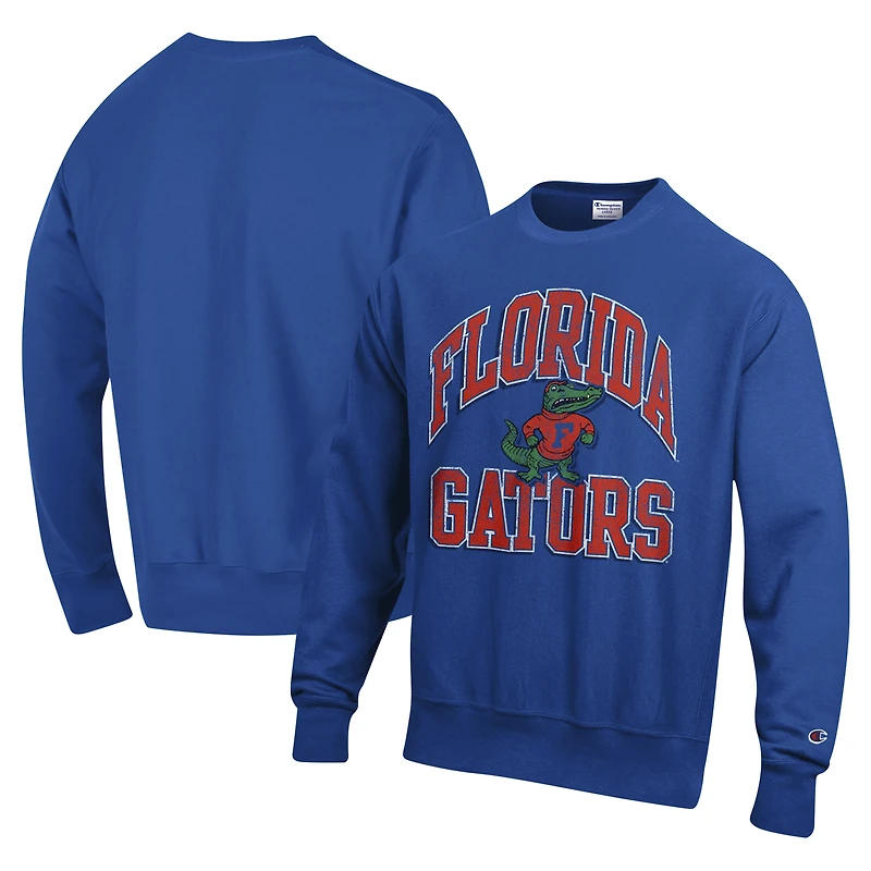 Men's Champion Royal Florida Gators Vault Late Night Reverse Weave Pullover Sweatshirt