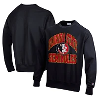 Men's Champion Black Florida State Seminoles Vault Late Night Reverse Weave Pullover Sweatshirt