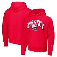 Men's Champion Scarlet Ohio State Buckeyes Vault Late Night Reverse Weave Pullover Hoodie