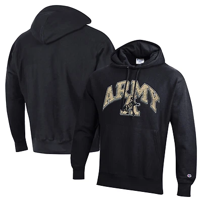 Men's Champion Black Army Black Knights Vault Late Night Reverse Weave Pullover Hoodie