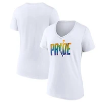 Women's White WNBA Pride Slant V-Neck T-Shirt