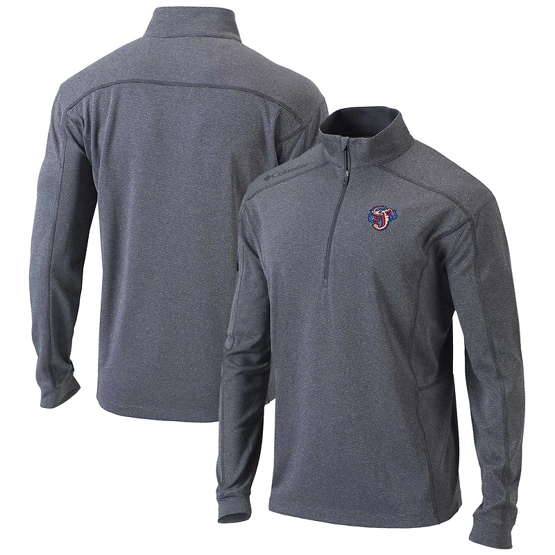 Men's Columbia Heather Gray Jacksonville Jumbo Shrimp Omni-Wick Shotgun Quarter-Zip Pullover Top