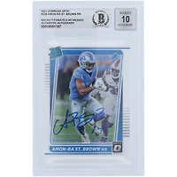 Amon-Ra St. Brown Detroit Lions Autographed 2021 Panini Donruss Optic Rated Rookie #228 Beckett Fanatics Witnessed Authenticated 10 Rookie Card