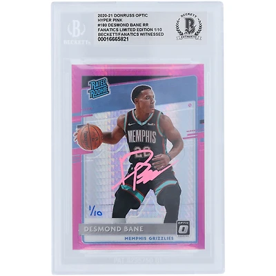 Desmond Bane Memphis Grizzlies Autographed 2020-21 Panini Donruss Optic Hyper Pink Prizm #180 #/10 Beckett Fanatics Witnessed Authenticated Rookie Card