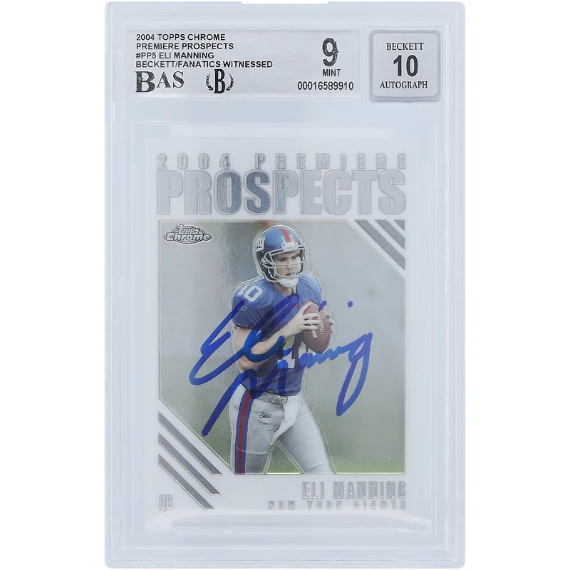 Eli Manning New York Giants Autographed 2004 Topps Chrome Premiere Prospects #PP5 Beckett Fanatics Witnessed Authenticated 9/10 Rookie Card