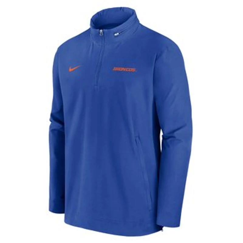 Men's Nike Royal Boise State Broncos 2024 Sideline Coach Quarter-Zip Hoodie Jacket