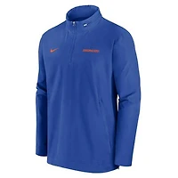 Men's Nike Royal Boise State Broncos 2024 Sideline Coach Quarter-Zip Hoodie Jacket
