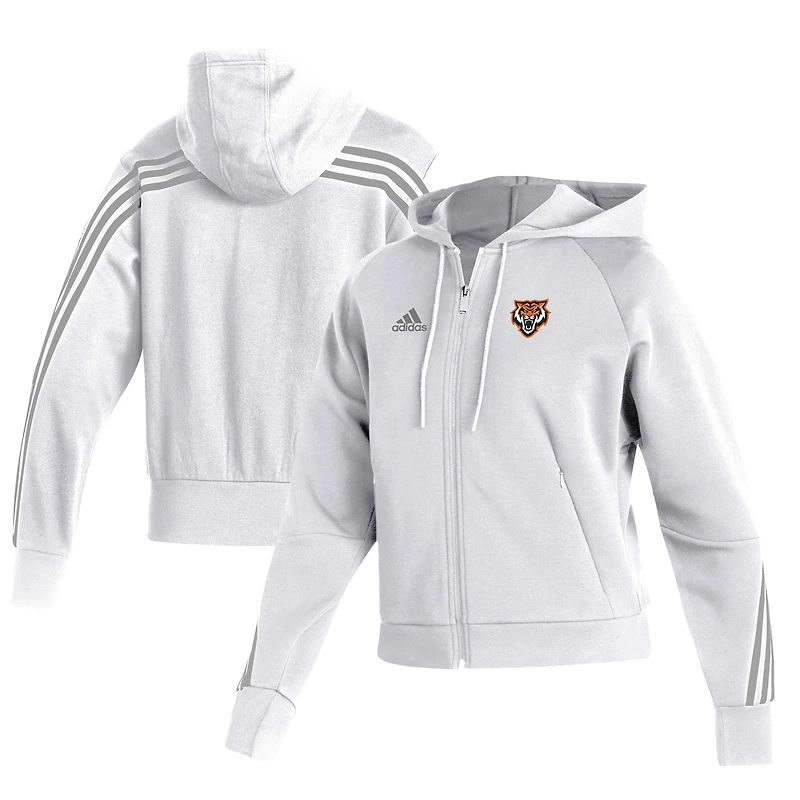 Women's adidas  White Idaho State Bengals Sideline Fashion Full-Zip Hoodie