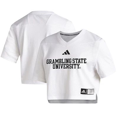 Women's adidas  White Grambling Tigers Cropped Jersey Top