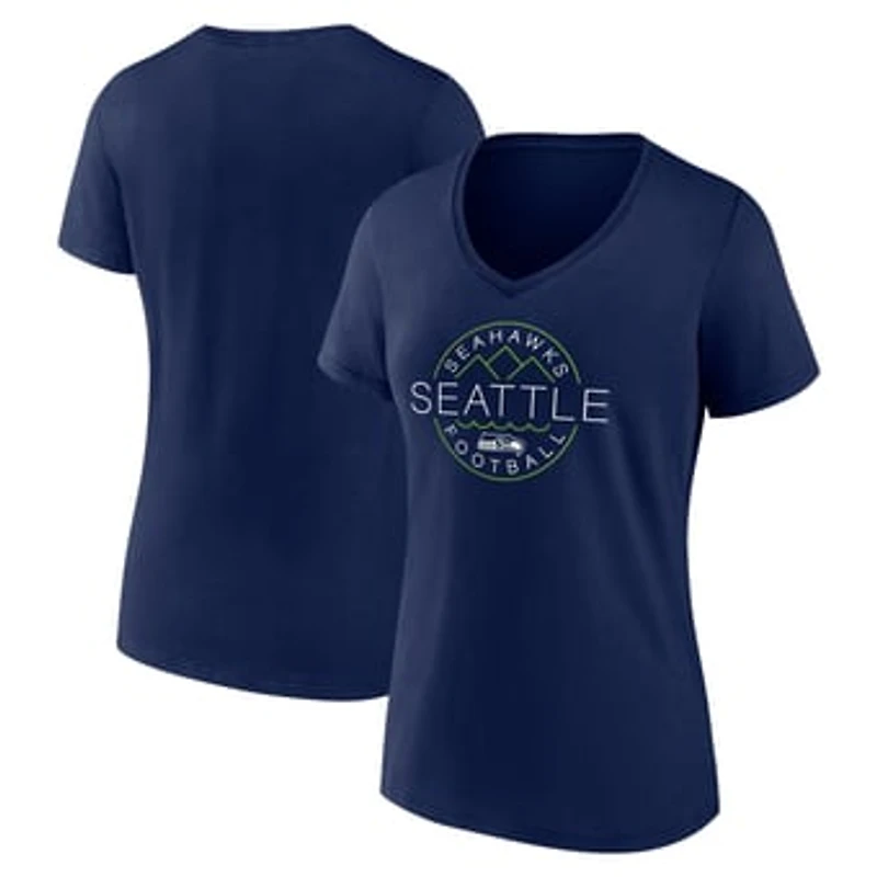 Women's College Navy Seattle Seahawks Defensive Stand V-Neck T-Shirt