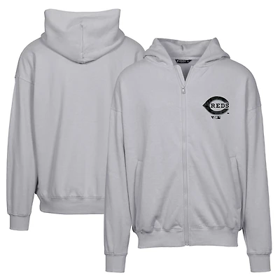 Men's Levelwear Gray Cincinnati Reds Uphill Digital Camo Full-Zip Hoodie