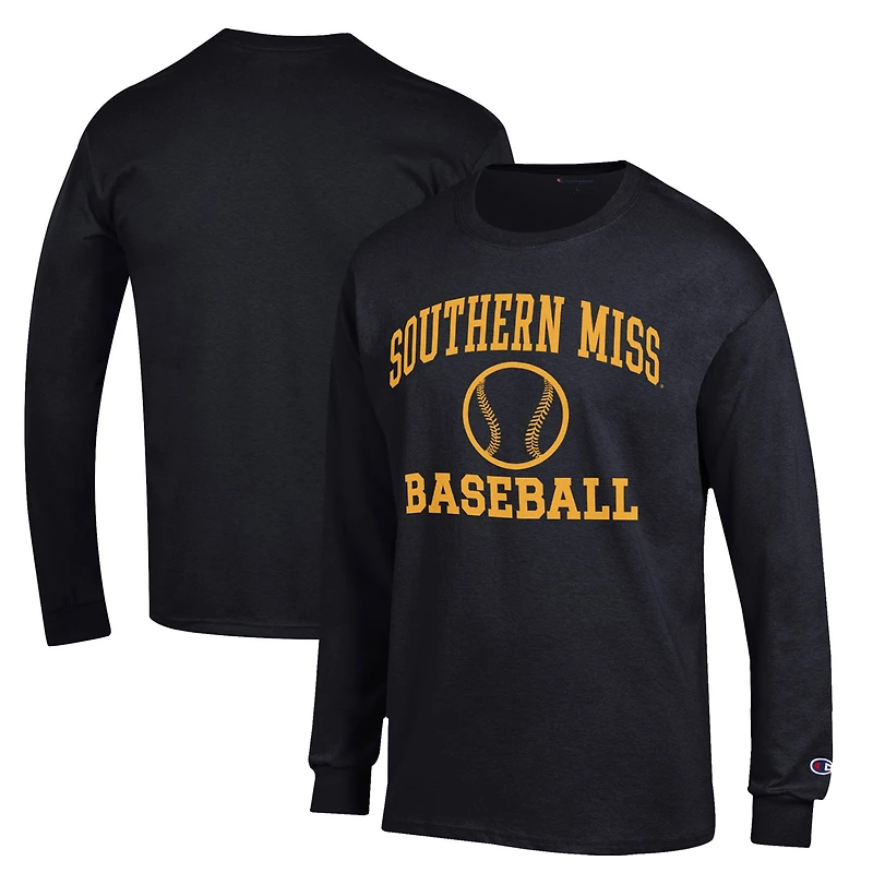 Men's Champion  Black Southern Miss Golden Eagles Icon Baseball Long Sleeve T-Shirt