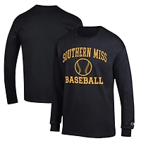 Men's Champion  Black Southern Miss Golden Eagles Icon Baseball Long Sleeve T-Shirt