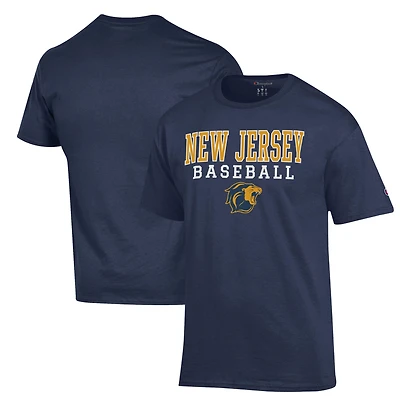 Men's Champion  Navy College of New Jersey Lions Stack Baseball T-Shirt