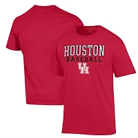 Men's Champion  Red Houston Cougars Stack Baseball T-Shirt