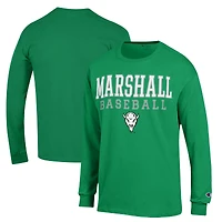 Men's Champion  Kelly Green Marshall Thundering Herd Stack Baseball Long Sleeve T-Shirt
