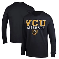 Men's Champion  Black VCU Rams Stack Baseball Long Sleeve T-Shirt