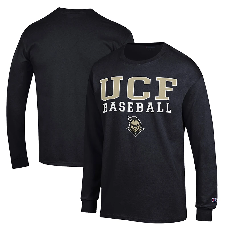 Men's Champion  Black UCF Knights Stack Baseball Long Sleeve T-Shirt